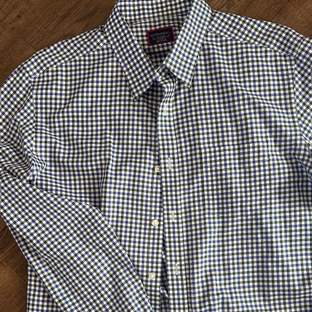 UNTUCKit  Blue, greenand White Checkered Shirt